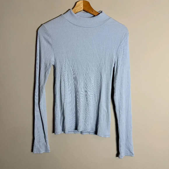 NWOT By Together Every Layer Top Ribbed Mock Neck Women's Medium Light Blue - Picture 4 of 11